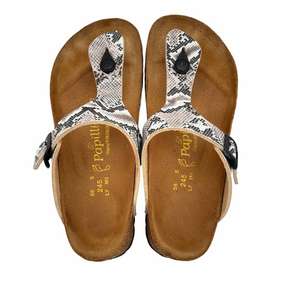 Birkenstock Papillio Gizeh Black Snakeskin Sandal Size 38 - Picture 2 of 10